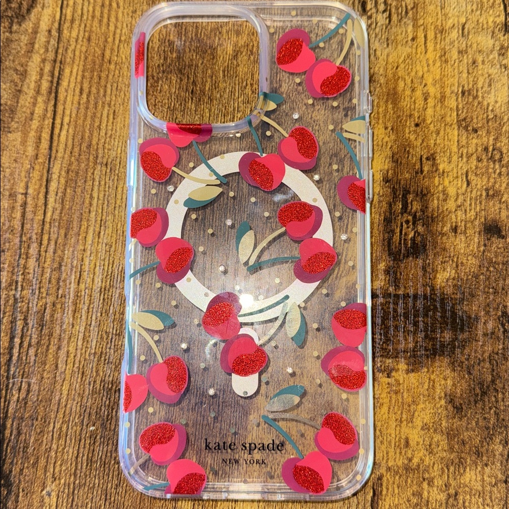iPhone 16 pro max Kate Spade Cherry Design Phone Case - Red and Cream